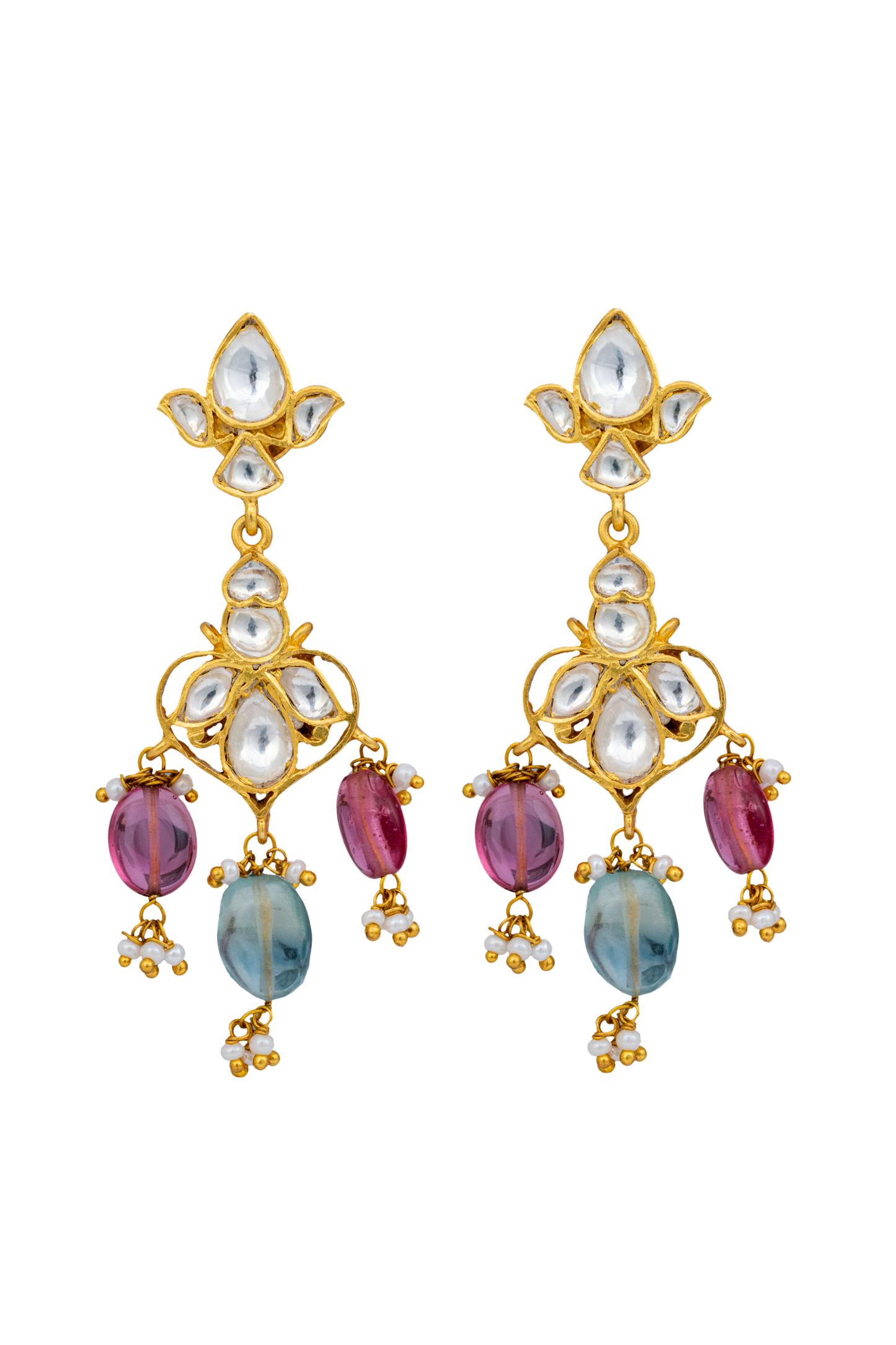 Silver Gulbagh Polki Earrings