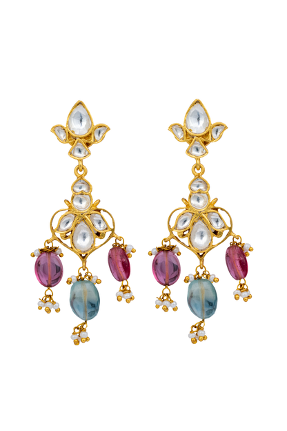 Silver Gulbagh Polki Earrings