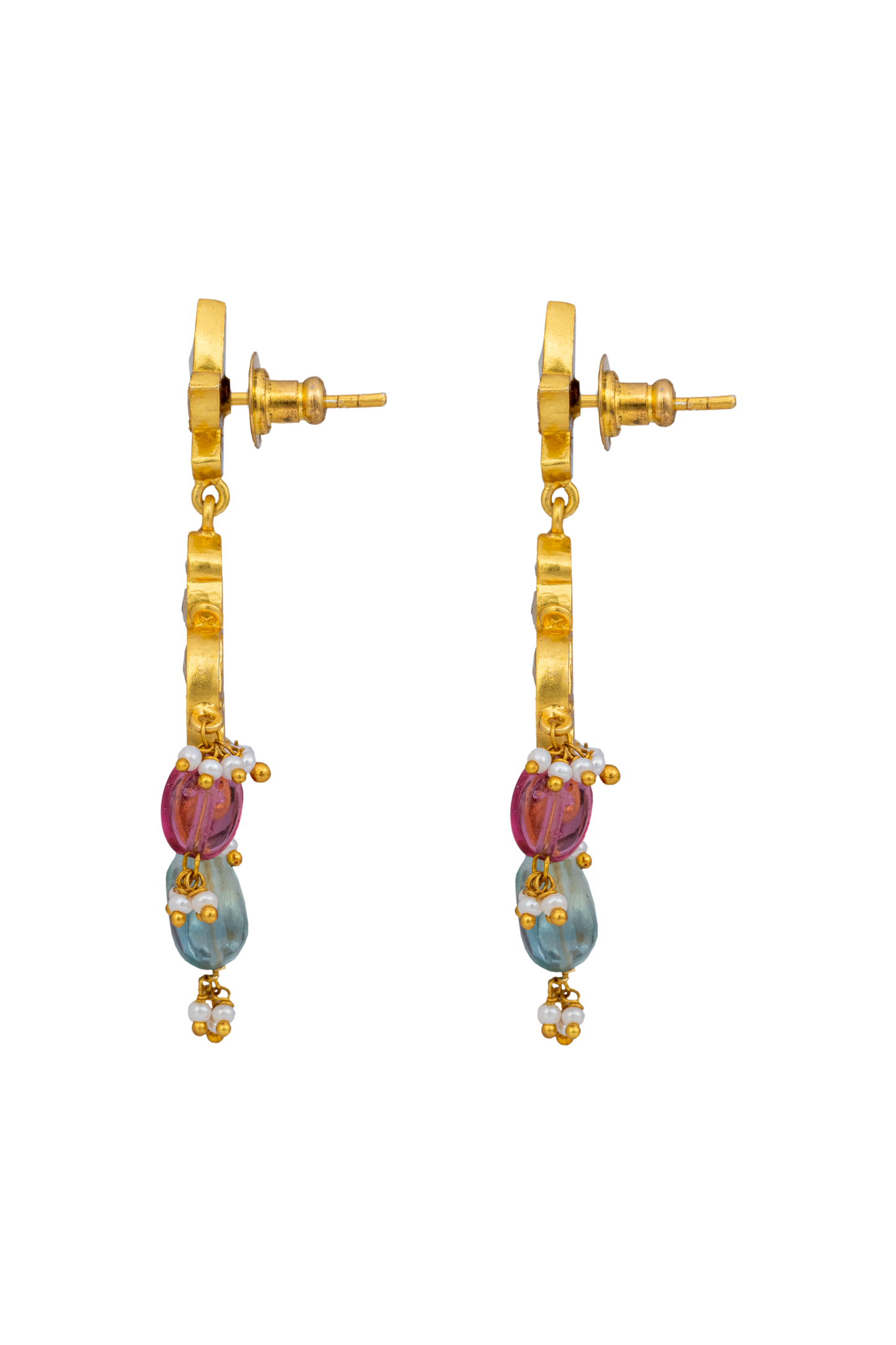 Silver Gulbagh Polki Earrings