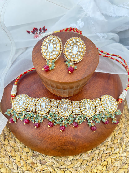 Manasa Polki Necklace with earrings