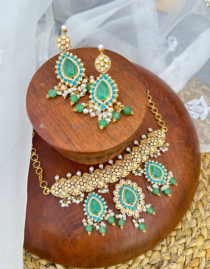 Iqra Polki Necklace with earrings