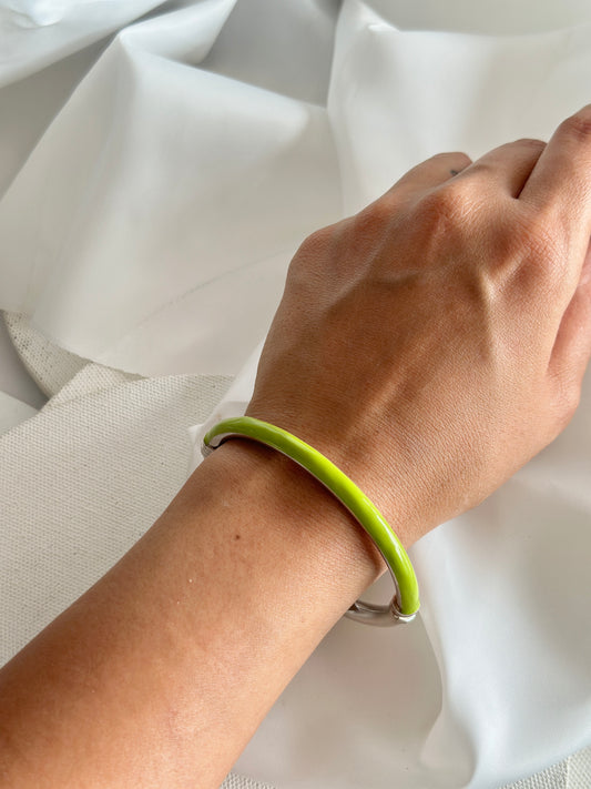 Green Enamel Bracelet with side open