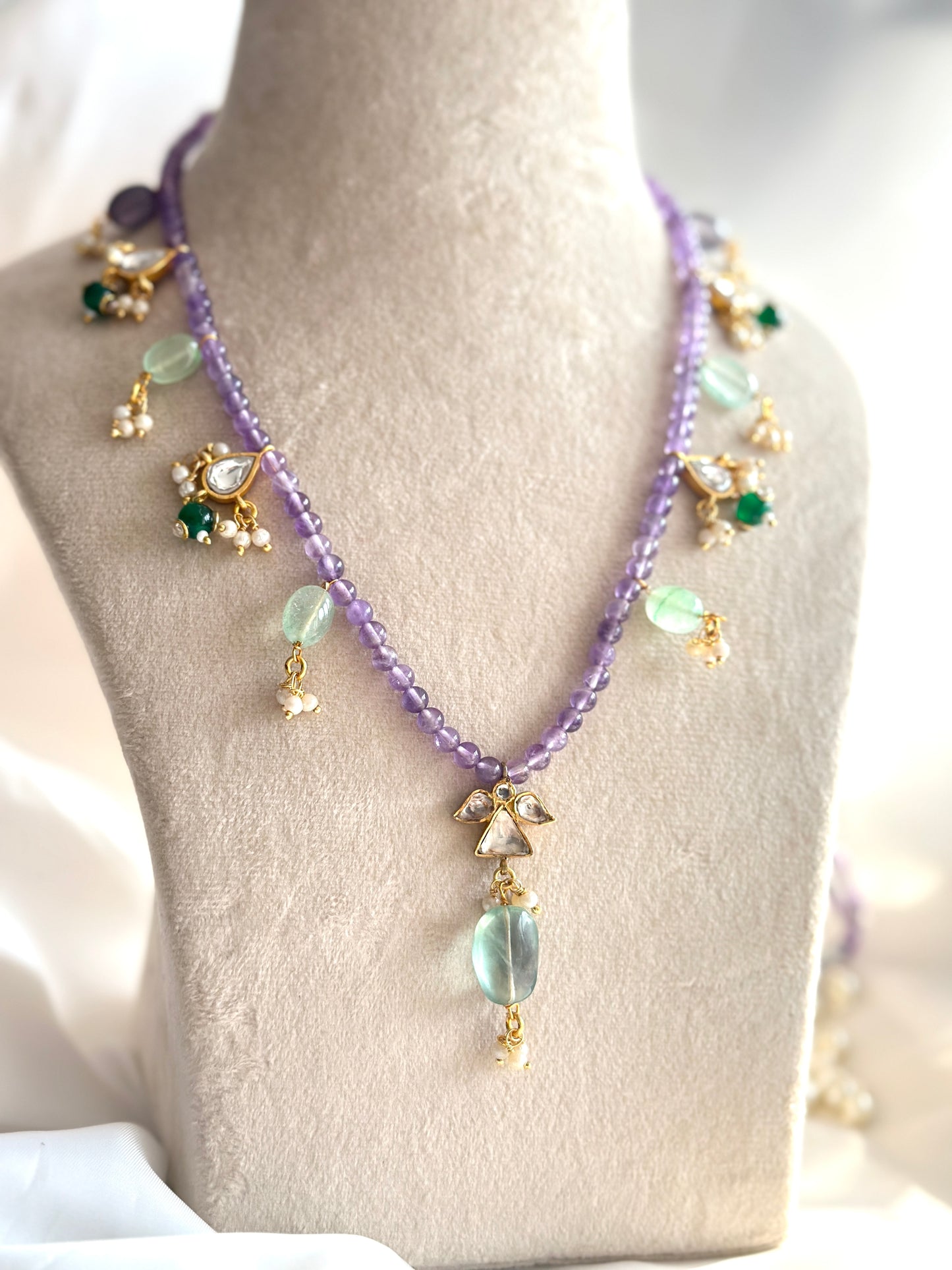 Multi Gemstone Necklace in purple Amethyst