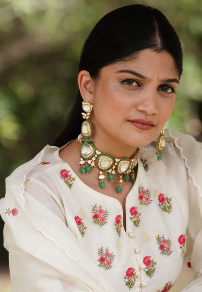 Soha Polki Necklace with earrings