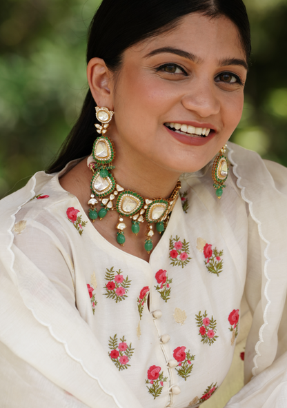 Soha Polki Necklace with earrings