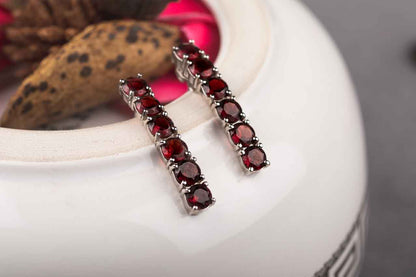 Silver Rosenut Garnet Dangler