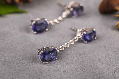 SILVER IOLITE EARRINGS