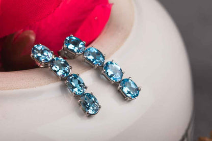 Silver Blue Topaz Earrings