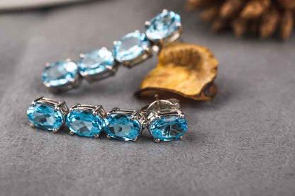 Silver Blue Topaz Earrings