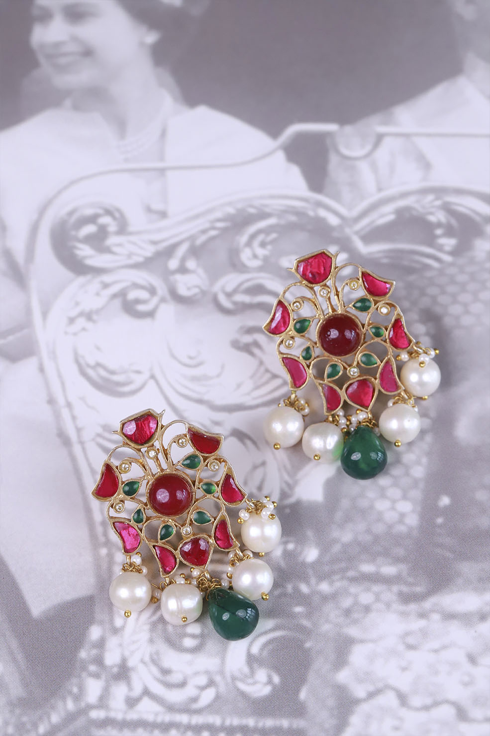 Silver Panjari Pearl Polki Earrings