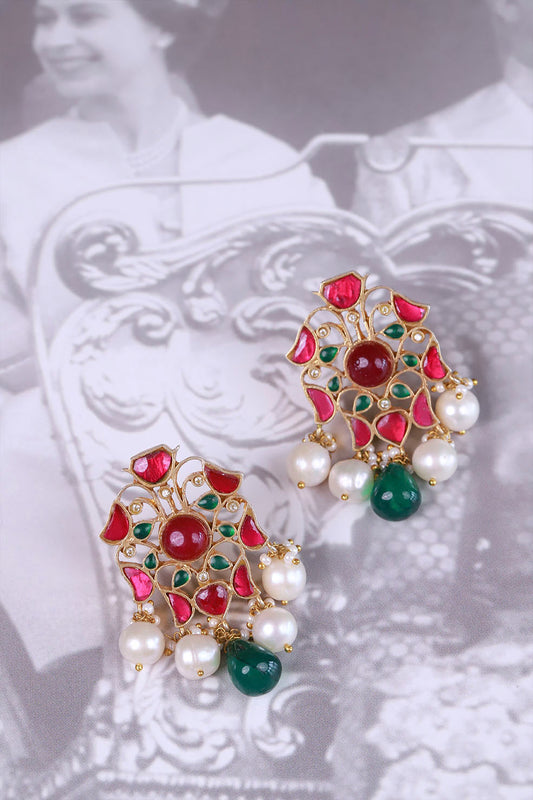 Silver Panjari Pearl Polki Earrings