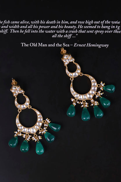 Silver Chandran Polki Earrings