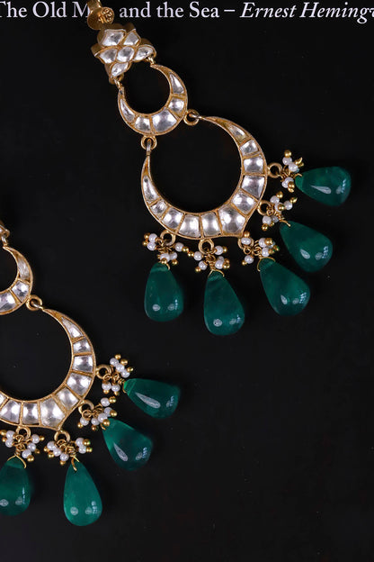 Silver Chandran Polki Earrings