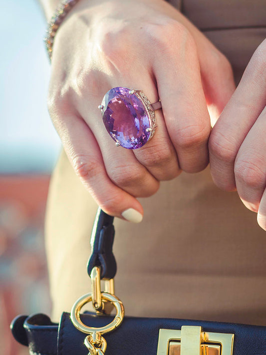 Silver Amethyst Cocktail Ring