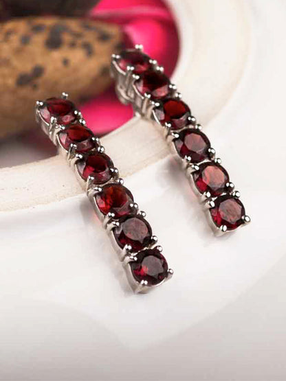 Silver Rosenut Garnet Dangler